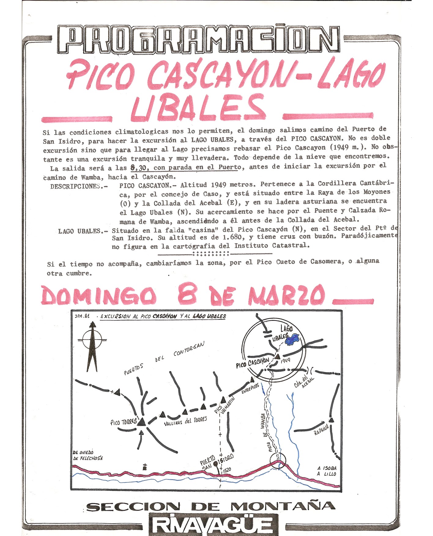 8 marzo, 1981: Pico Cascayón - Lago Ubales